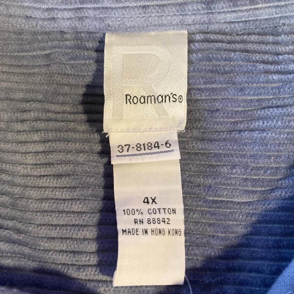 NWT Roaman’s woman’s big shirt corduroy button down - Picture 3 of 3